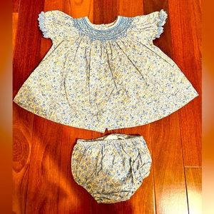 Bella Mia Kids Blue Floral Dress Set with Smocking